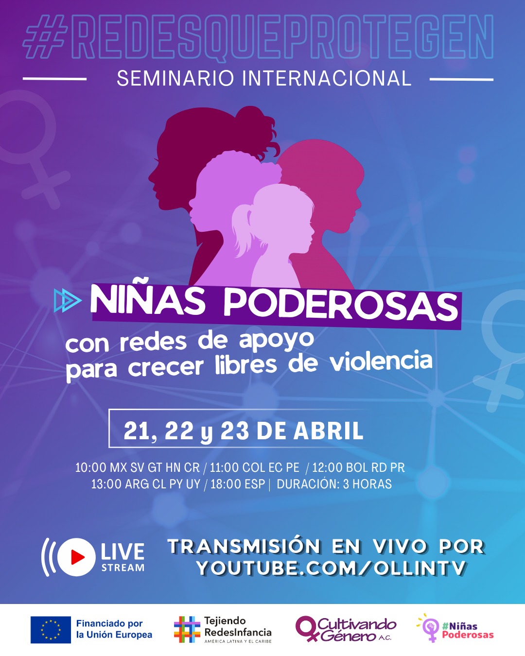 En México, más del 60% de las mujeres de 15 años y más han vivido algún tipo de violencia a lo largo de su vida (INEGI, ENDIREH 2021). - A nivel regional, América Latina y el Caribe presenta altos niveles de violencia de género, donde las adolescentes enfrentan mayores riesgos de violencia sexual en contextos de desigualdad estructural (CEPAL, 2022), lo que profundiza las brechas en el acceso a la justicia y la protección. - El Seminario Internacional “Niñas Poderosas con redes de apoyo para crecer libres de violencia” constituye el marco de presentación de la alianza estratégica entre la Delegación de la Unión Europea en México, Tejiendo Redes Infancia y Cultivando Género